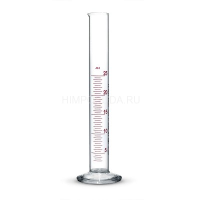 Цилиндр 1-100-2 (градуировка от 2 мл) с носиком и градуировкой, на пластмассовом основании (Стеклоприбор) 