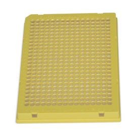 Планшет Hard-Shell 384-луночный, желтый, с бесцветными лунками 