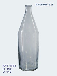 Бутыль широкогорлая роллерная для бакпрепаратов без крышки под пробку диаметром 24мм БУБ - 2,5л 