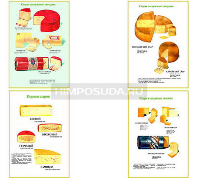 Плакаты ПРОФТЕХ &quot;Ассортимент сыров&quot; (9 пл, винил, 70х100) 