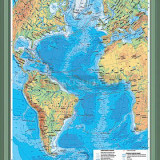 Учебная карта "Атлантический океан. Физическая карта" 70х100