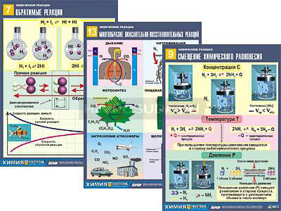 Комплект таблиц по химии демонстрационный &quot;Химические реакции&quot; (14 табл.,формат А1, ламинир.) 
