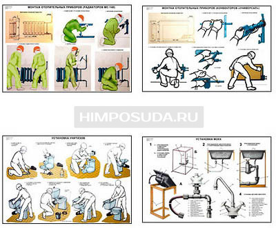 Плакаты ПРОФТЕХ &quot;Изготовление и монтаж санитарно-технических устройств&quot; (20 пл, винил, 70х100) 
