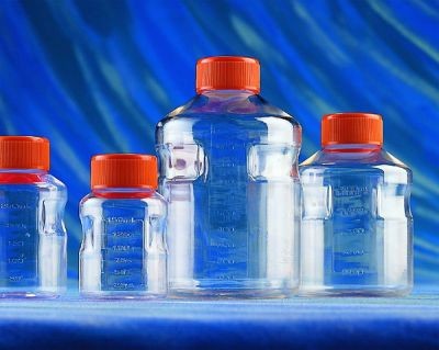 Бутыль 1000 мл, PS, с углублениями, d горлышка 45 мм, стерильная